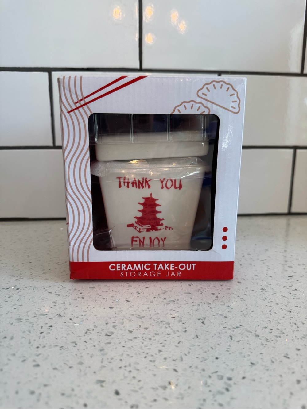 Berger Ceramic Take-Out Storage Jar – NIB “Thank You, Enjoy” Design